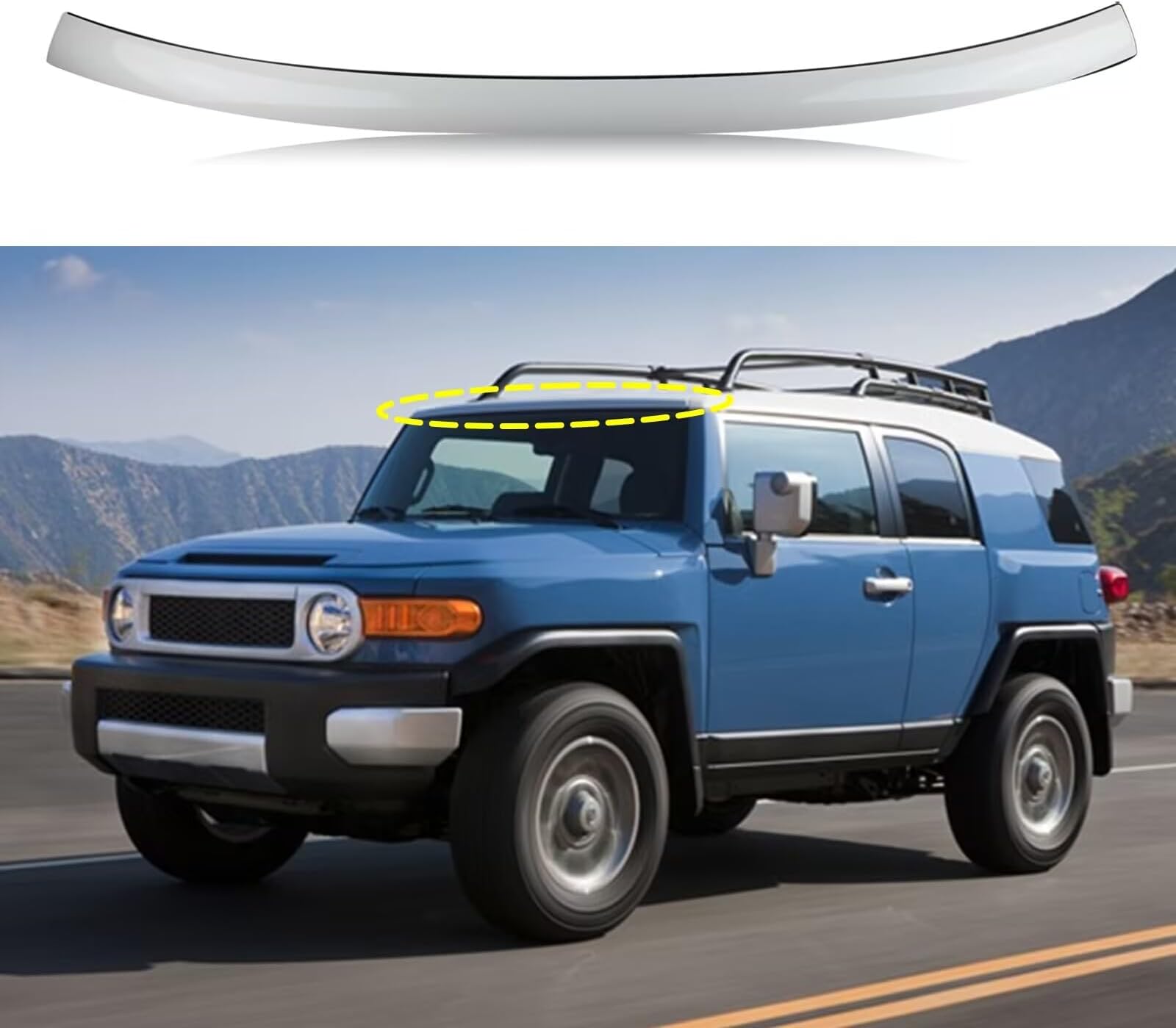Front Upper Outside Windshield Molding Fit for 2007-2014 Toyota FJ Cruiser Top Pillar with Side Molding White Color 75503-35061-A0