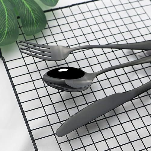 Miniatura 4 de Juego de cubiertos de acero inoxidable JASHII, 4 piezas, incluye cuchillostenedorescucharacuchara de café, espejo pulido, apto para lavavajillas,