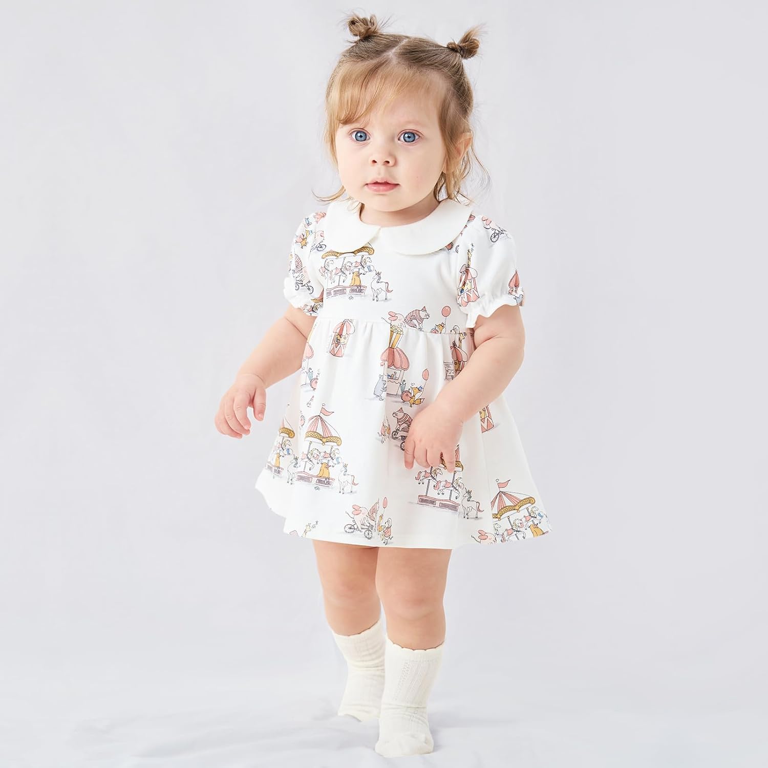pureborn Baby Girls Dress with Bloomer Infant Girl Cotton Playwear Dress 0-24 Months - Image 2