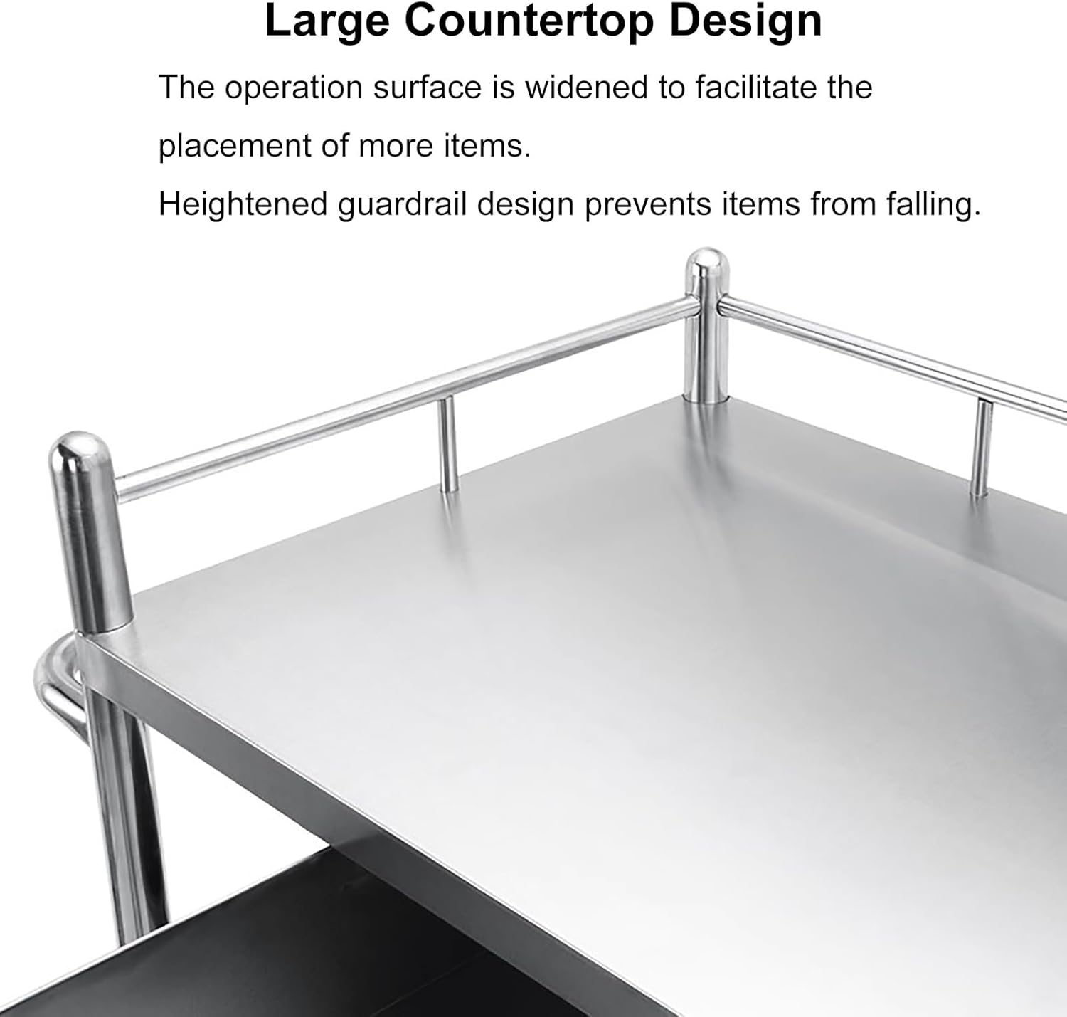 Lab Serving Cart Utility Cart, 2 Layers Stainless Steel Medical Cart with Two Drawers, Esthetician Cart with Wheels, Stainless Steel Cart Load Capacity 330Lbs, for Lab, H(One Color-80X48X86Cm)