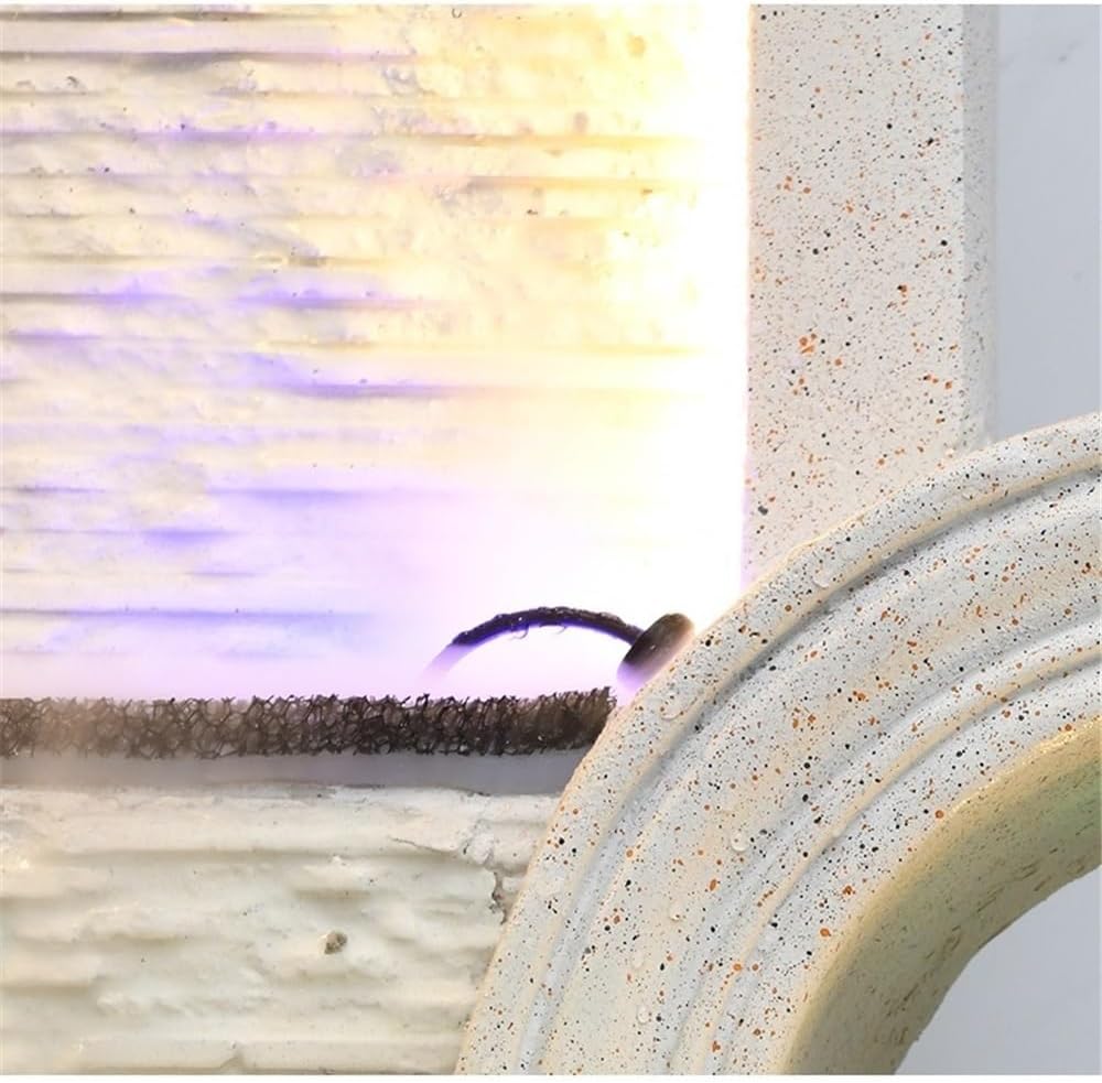 Outdoor Fountains Flowing Water Ornaments Floor-Standing Feng Shui Fountain Decoration Modern Simple Circulating Waterscape Garden Water Fountain(White)