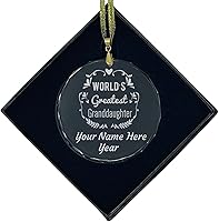 Vista 6 de LaserGram Personalized Glass Christmas Ornament, World's Greatest Granddaughter, Custom Laser Engraved Gift Idea (Diamond Shape)