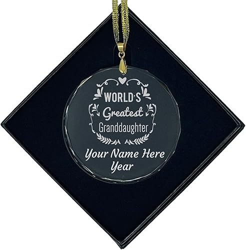 Miniatura 6 de LaserGram Personalized Glass Christmas Ornament, World's Greatest Granddaughter, Custom Laser Engraved Gift Idea (Diamond Shape)
