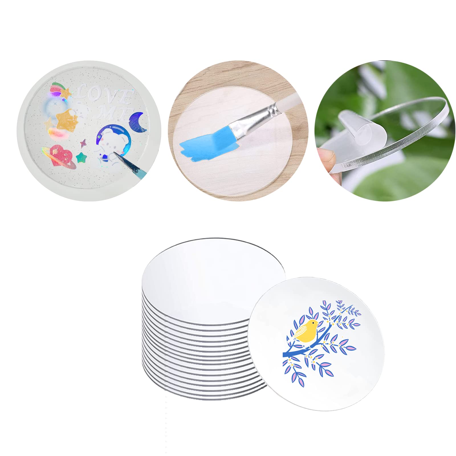 16 piezas de placas acrílicas transparentes, discos acrílicos redondos, transparentes, 0,2 cm de grosor, uso para marcos de fotos, pinturas, manualidades, exhibición de álbumes de recortes,