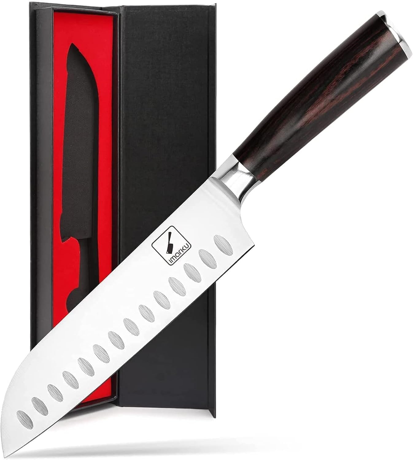 imarku Santoku Knife - 7 inch Kitchen Knife Ultra Sharp Asian Knife Japanese Chef Knife - German HC Stainless Steel 7Cr17Mov - Ergonomic Pakkawood Handle, Best Choice for Home Kitchen and Restaurant