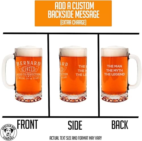 Miniatura 5 de Taza de cerveza de vidrio grabada personalizada de 16 onzas, taza de cerveza personalizada para hombres, regalos de cumpleaños 40 para hermano, taza