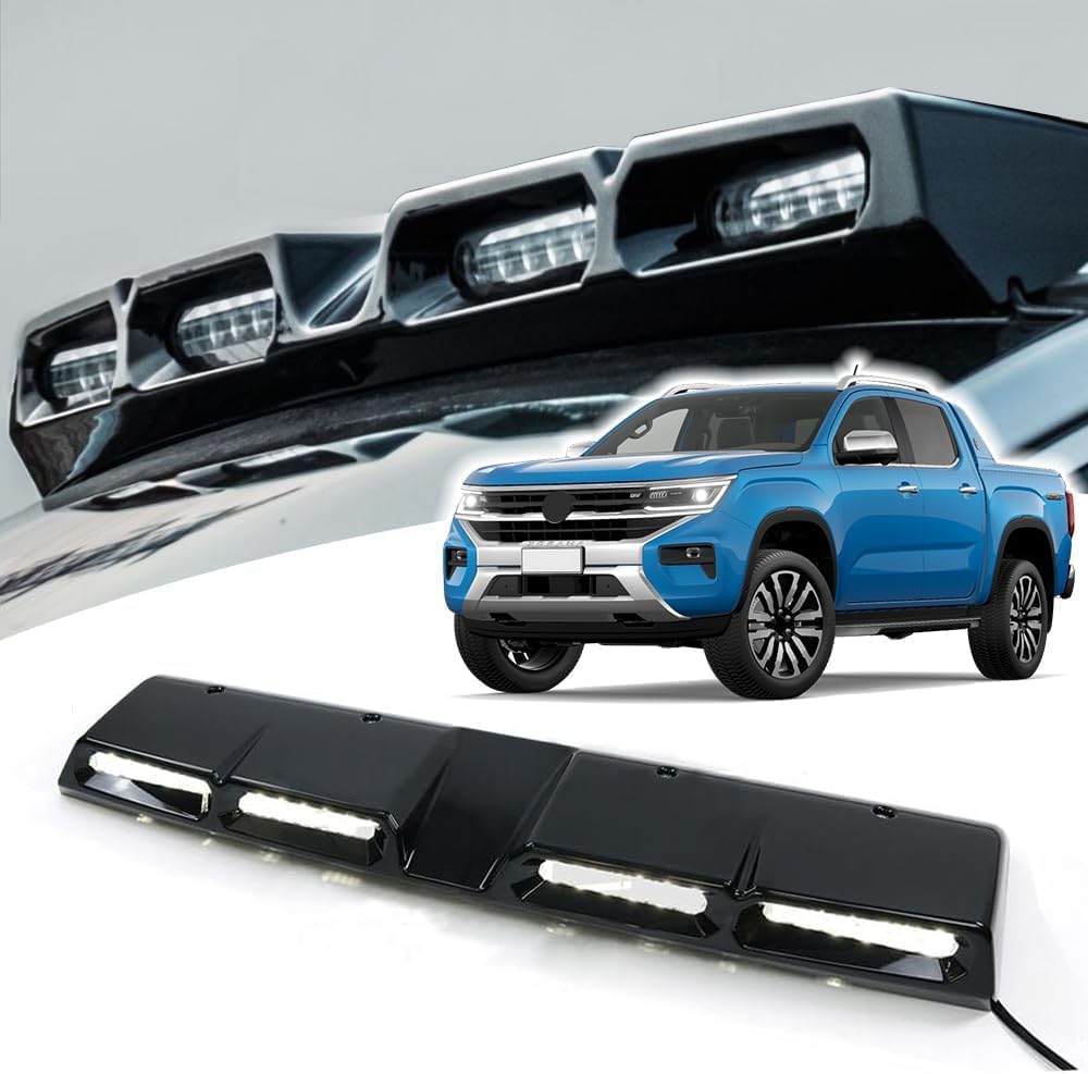 ABS Roof Top LED Light Bar Roof Top Light Spoiler 4 LED Lamp Accessories fit for VW Amarok 2023 2024 2025 Lamp Model LED DRL Spoiler Running Lamp, Car Accessories (Black)