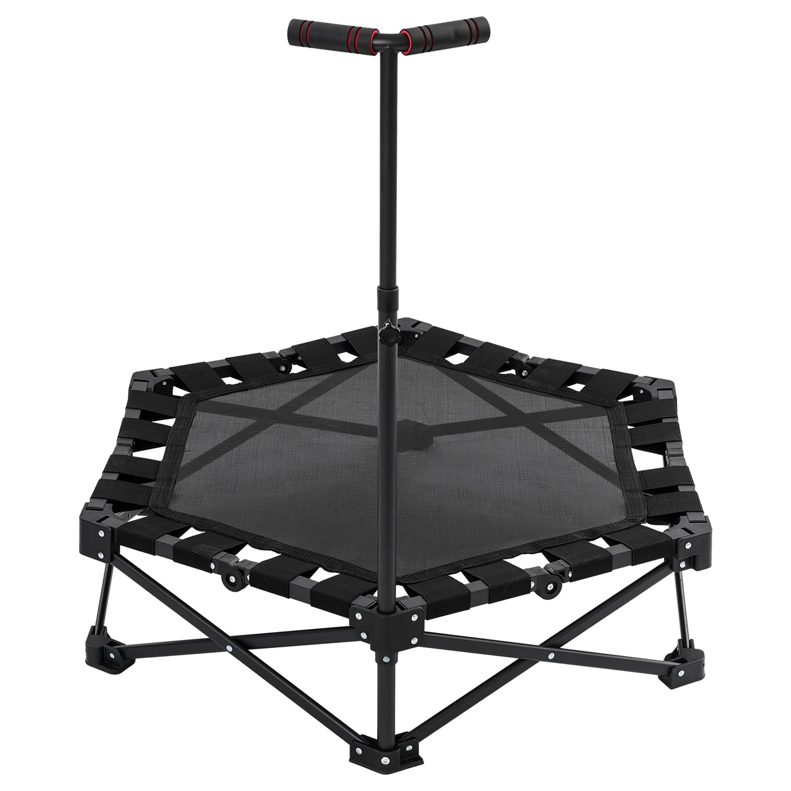 Składana trampolina fitness, nośność 150 kg, trampolina treningowa, z uchwytem, do użytku wewnątrz i na zewnątrz, sześciokątna, stabilne podparcie