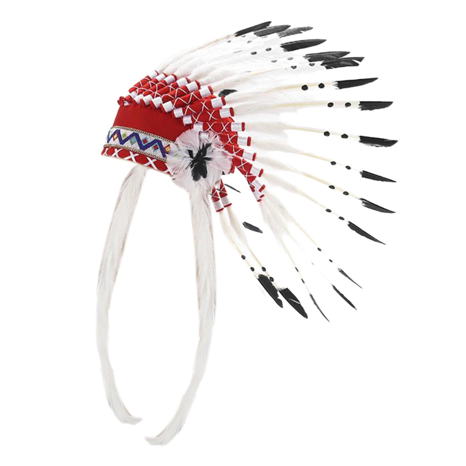 Baoblaze Indian Headdress Feather Headband Festival Headwear American Chief Indian Hat Hair Accessories for Holidays Carnivals Women Men Hat Fascinator,Medium,I