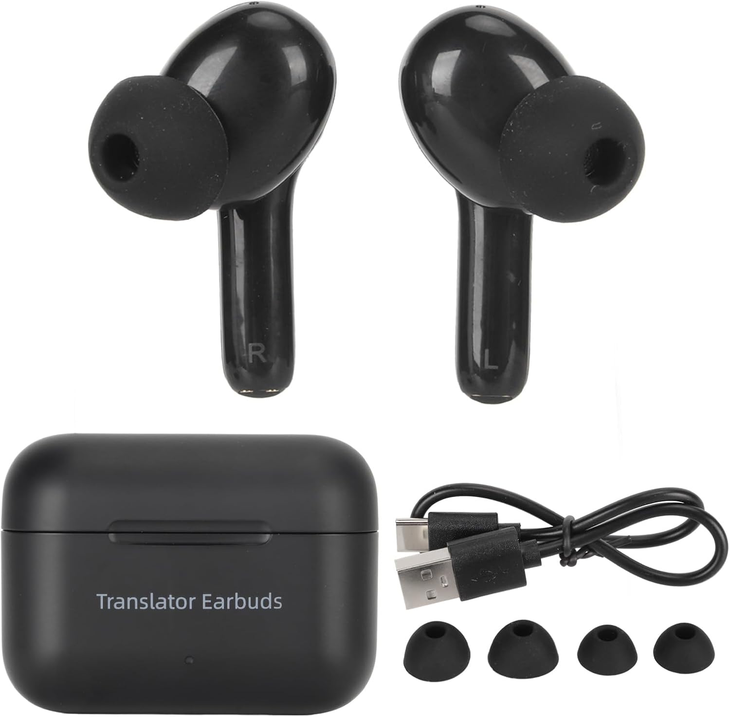 Semme Language Translator Earbuds with 127 Languages Support Real Time Translation Device for Music and Calls (Black)