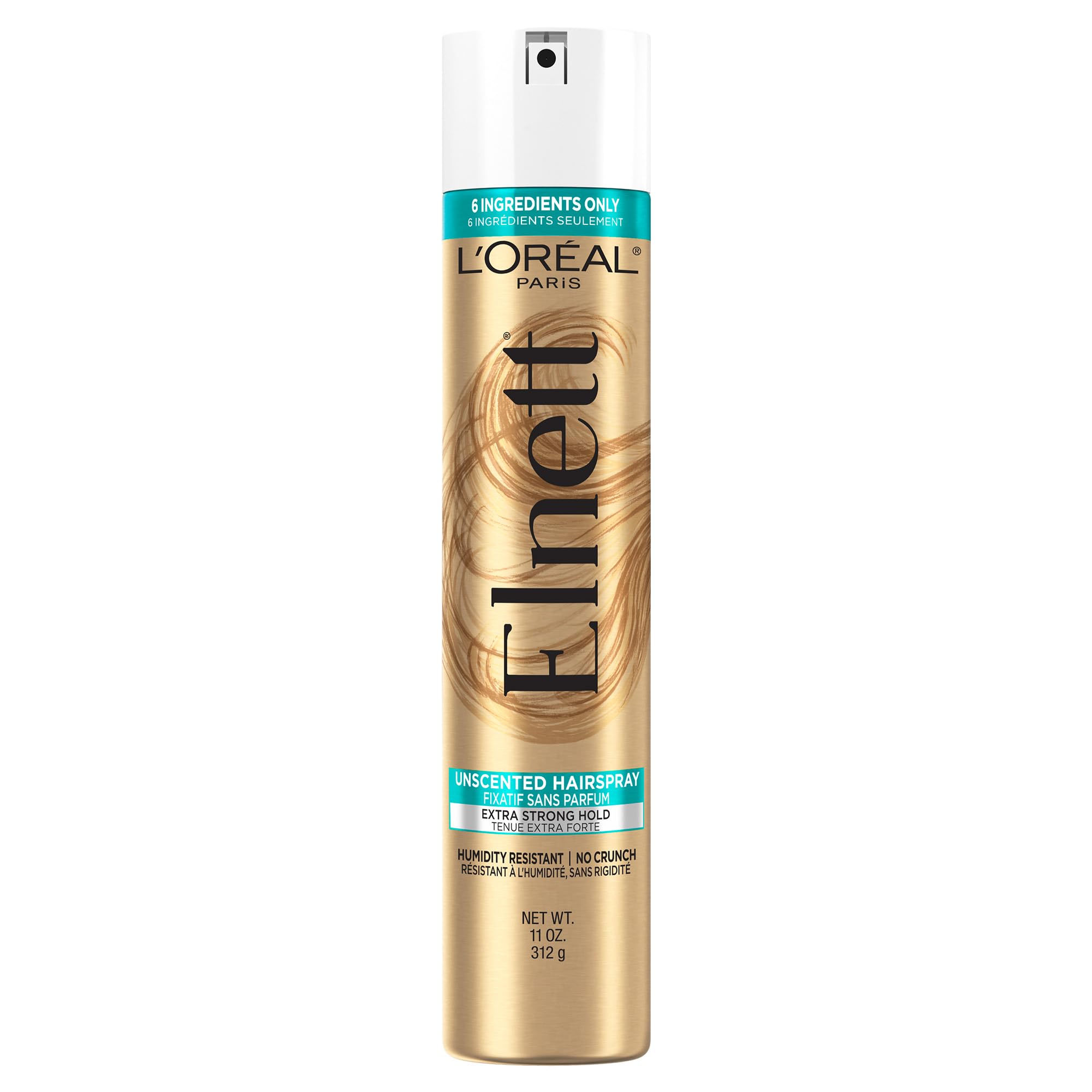 L'Oréal Paris Elnett Satin Extra Strong Hold Hairspray, Unscented, 312mL