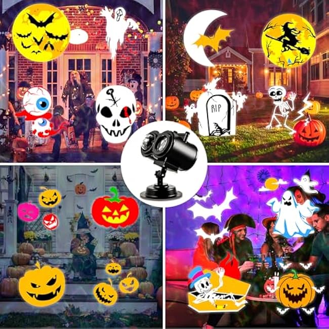 Halloween Projector Lights Outdoor, LED Christmas Projector Lights Outdoor Waterproof with Remote Control & Timer, Holiday Projector for Christmas, Halloween, Party, Yard, Garden Decoration