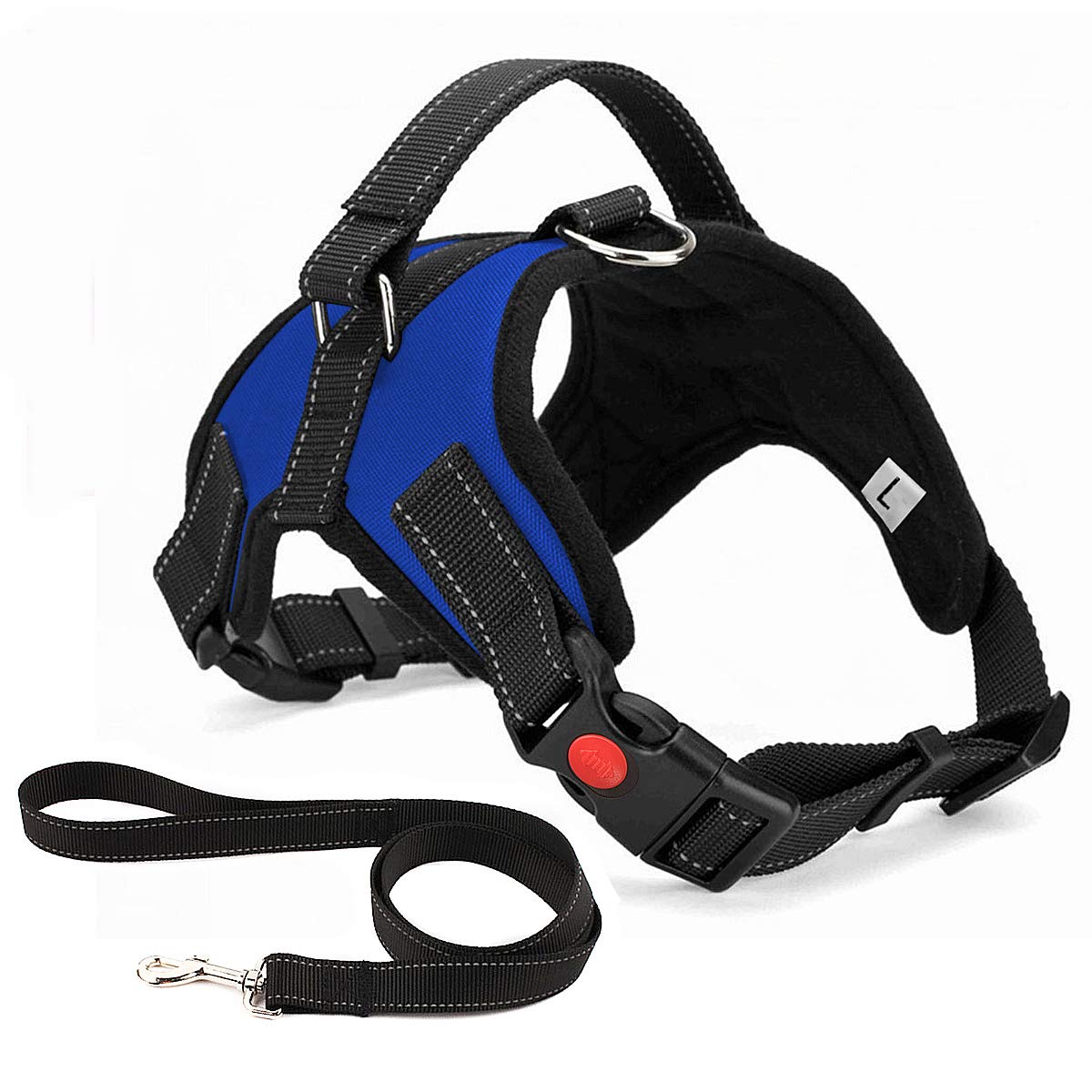 Pettorina per Cane, Traspirante, Regolabile, Comodo, guinzaglio Incluso, per Cani di Taglia Piccola, Media e Grande, Ideale per addestrare Le Passeggiate Blu