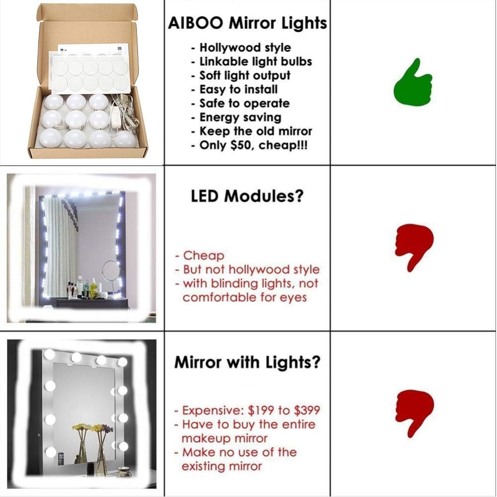 YUYTE LED Vanity Mirror Lights for Makeup, Dimmable Makeup Mirror Lights with Warm, Neutral and Cool Tones, Decorative Dressing Table Lighting
