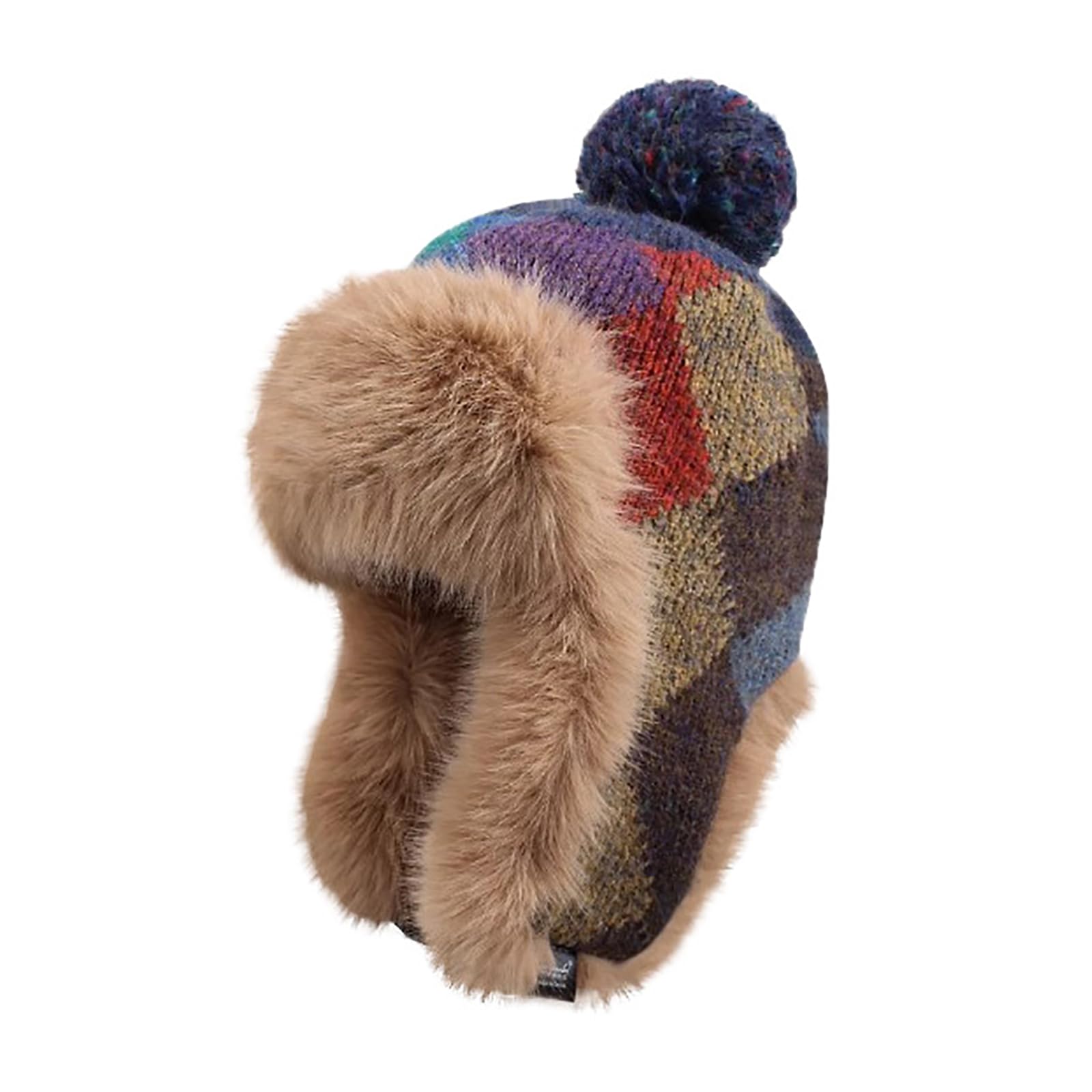 OhMill Chapka Chaud Hiver pour Femme Bonnet de Trappeur en Peluche Chapeau Aviateur avec Oreillettes Coup-Vent Bonnet de Ski Épaise pour Cyclisme Extérieur Randonnée