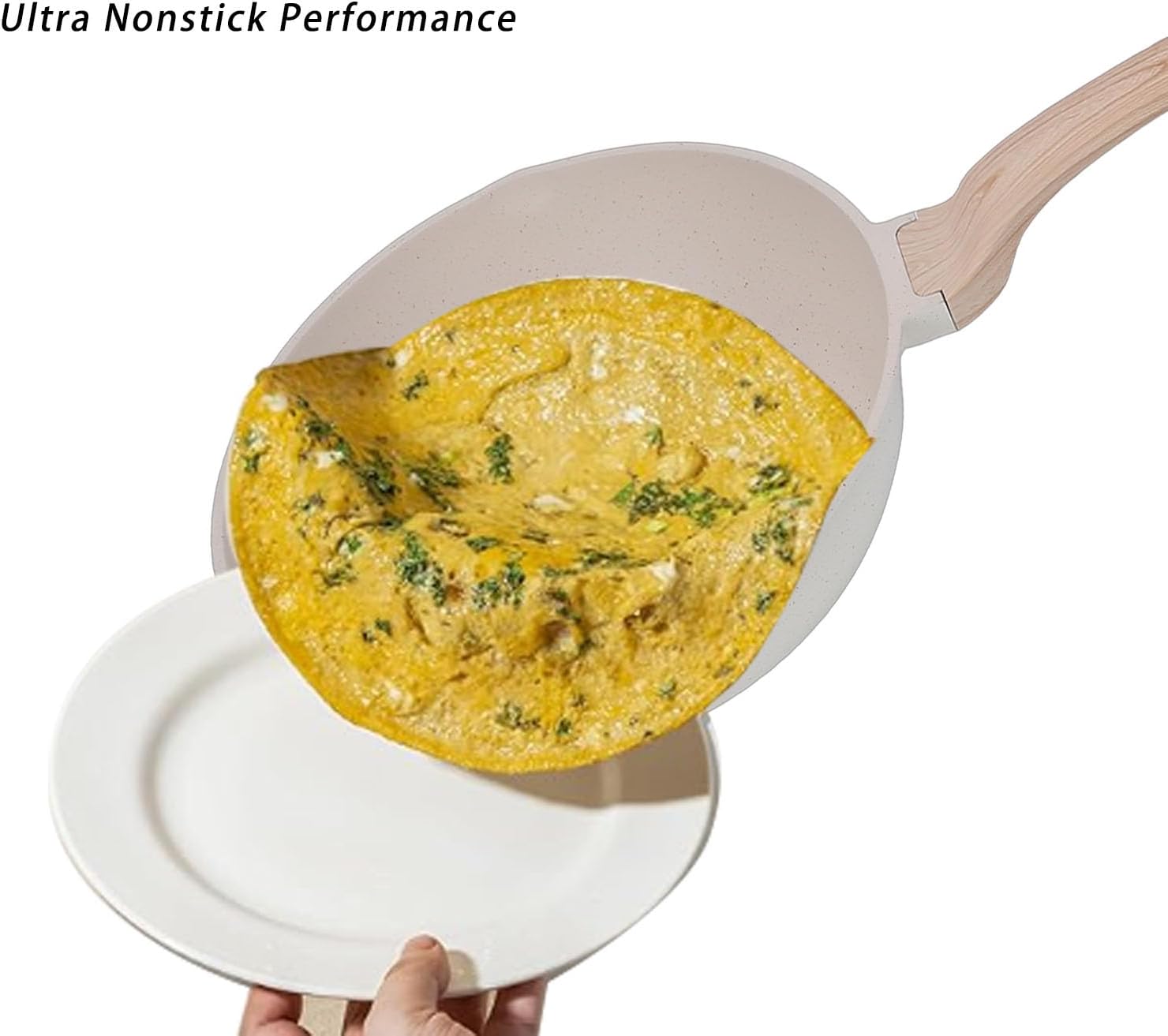 Pssopp Nonstick Deep Frying Pan, Stone Coating Saute Pan with Lid for Kitchen Induction Cooktop Gas Stove