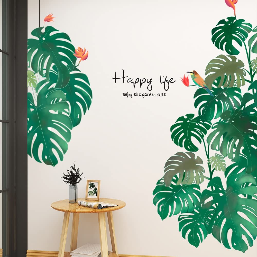 Leaf Wall Decals Palm Tree Wall Decals Green Leaves Wall Paper Evergreen Wall Sticker Removable Decal Peel and Stick Giant Wall Decals Painterly Ivy Peel and Stick Wall Decals