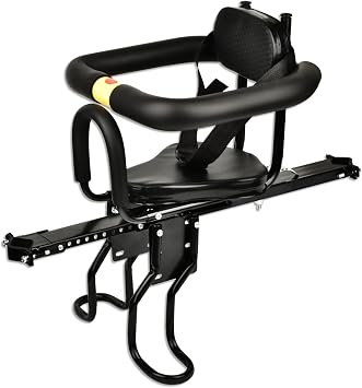 Bicycle Front Seat, Upgraded Version Front Bike Seat with Soft Back, Hard Cushion, Pedal Support, Folding Bicycle, MTB