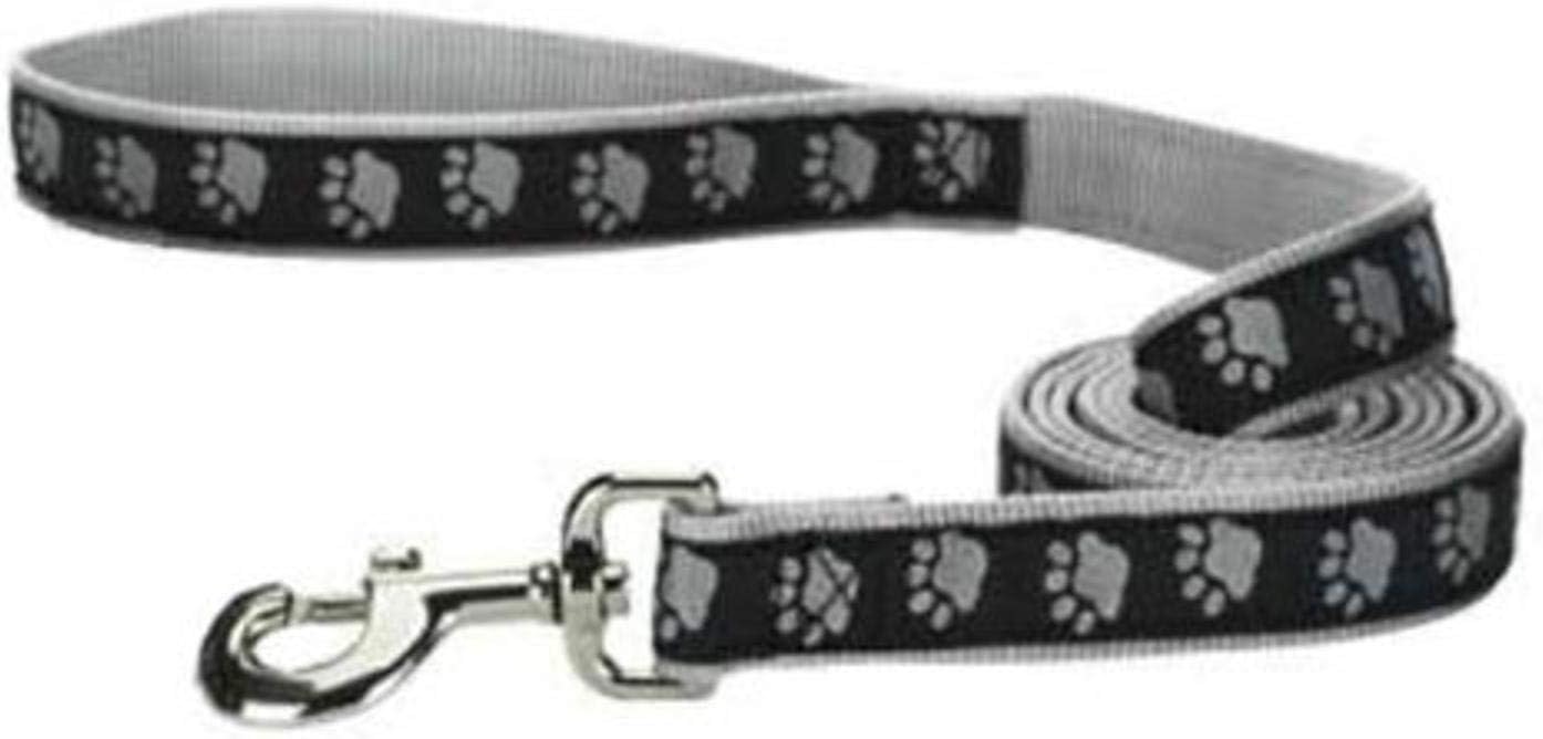 Casual Canine TwoTone Pawprint Dog Lead, 6-Foot x 1-Inch, Black