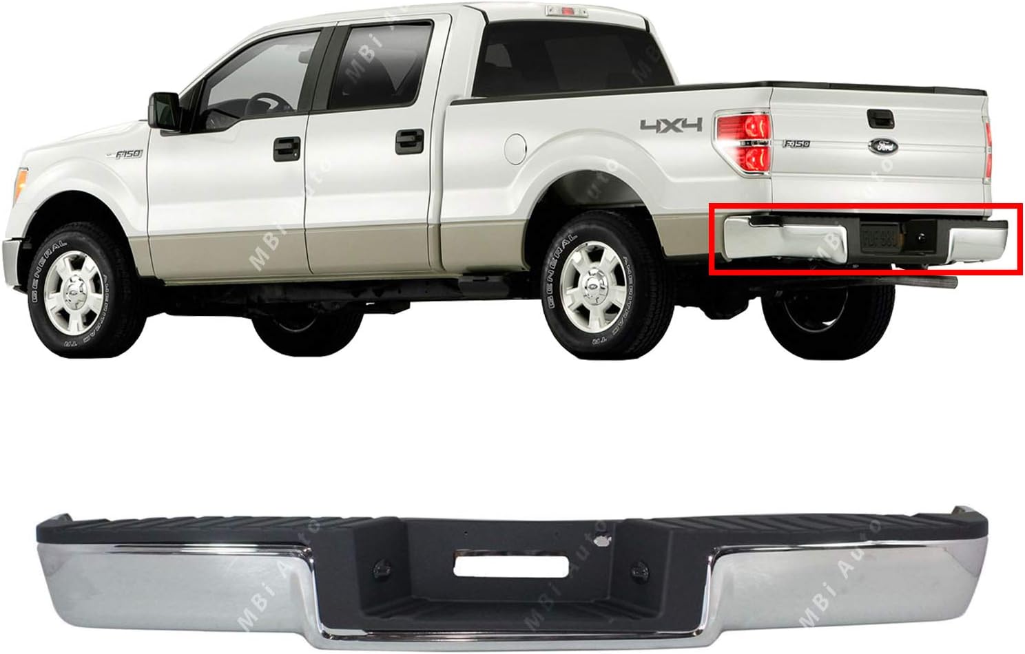 MBI AUTO Steel Chrome, Complete Rear Bumper Assembly for 2006 2007