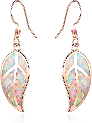 Barzel Aretes colgantes chapados en oro blanco de 18 quilates, chapado en oro rosa o ópalo blanco o verde