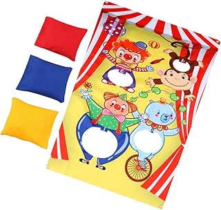Amosfun Halloween Toys Outdoor Flags Toys for Outside Clown Game Flags Circus Banner Bean Bags for Kids Sandbag Toss Game Toss Hanging The Banner Banners Outdoor Bean Bags
