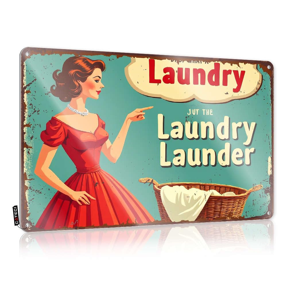 Metal Tin Sign Weird Club Decor Retro & Farm Welcome Folded Edge : Drop Off Your Laundry For Professional Cleaning." Rustic Kitchen | Vintage Little Man Cave Wall Play(20X30CM)