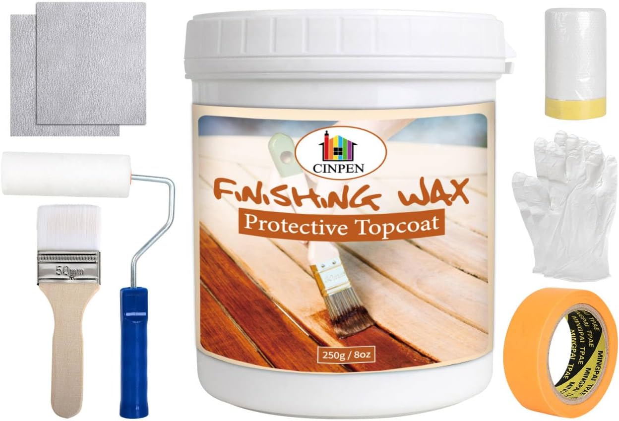 Waterproof Wood Sealer for Indoor Outdoor Wood Products(White 8oz), Water-Based Wood Wax Oil, Perfect for Sealing&Finishing Kitchen worktops, Stairs, Floors, Doors&Dining Tables