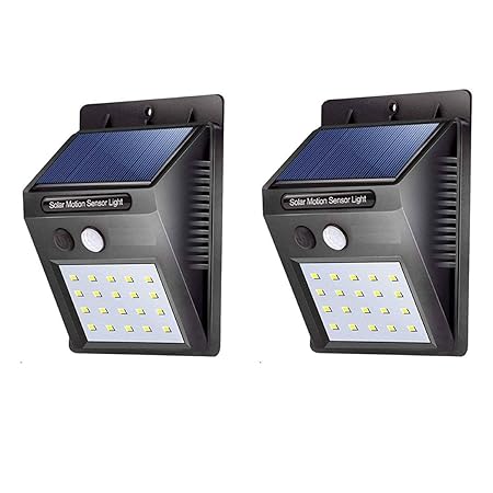 Disha Enterprise 20 LED Bright Waterproof Outdoor Garden Wall and Security Lights with Solar Motion Sensor Pack of 2