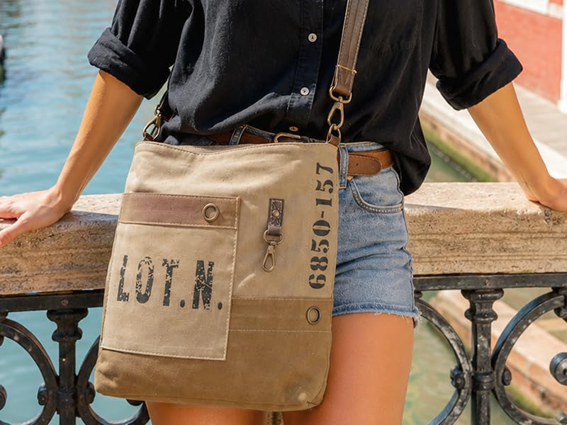 Image of 3B SHOUZO Messenger and Shoulder Bag - Upcycled Vintage Canvas & Leather