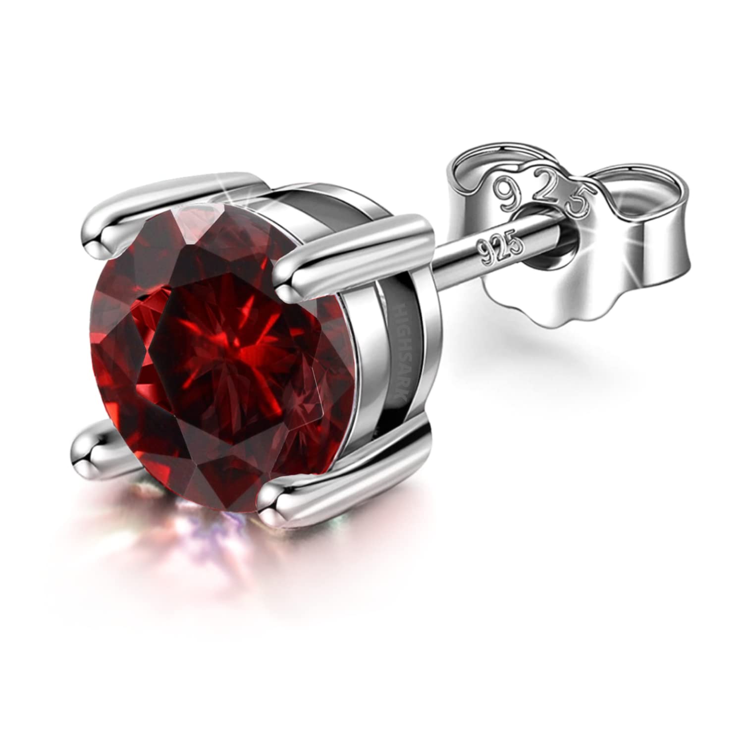 HighSpark925 Silver Men's Birthstone Solitaire Stud Earring | 92.5 Sterling Silver and Diamond like Brilliance Sparkling Zirconia | January to December | Single Stud for Men