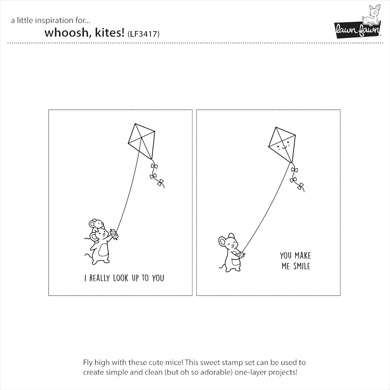 LAWN FAWN LF3417 Whoosh, Kites! 4X6 Clear Stamp Set