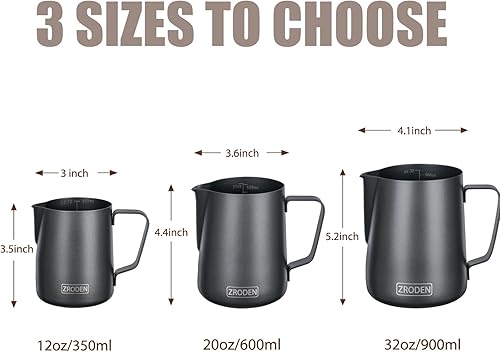 Miniatura 4 de Jarra de espuma de leche, jarra de vapor de café espresso de 20 onzas, accesorios para máquina de café capuchino de acero inoxidable, herramientas