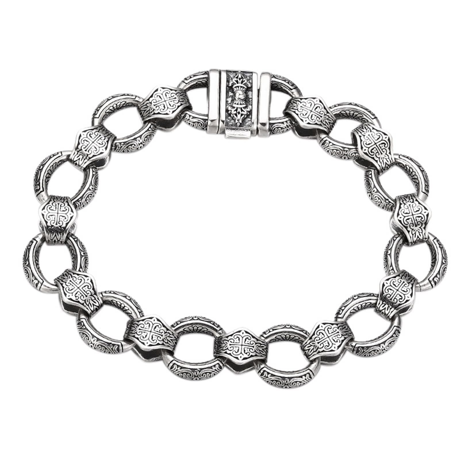Herren Armbänder 925er Silber Kreis Vintage Armreifen