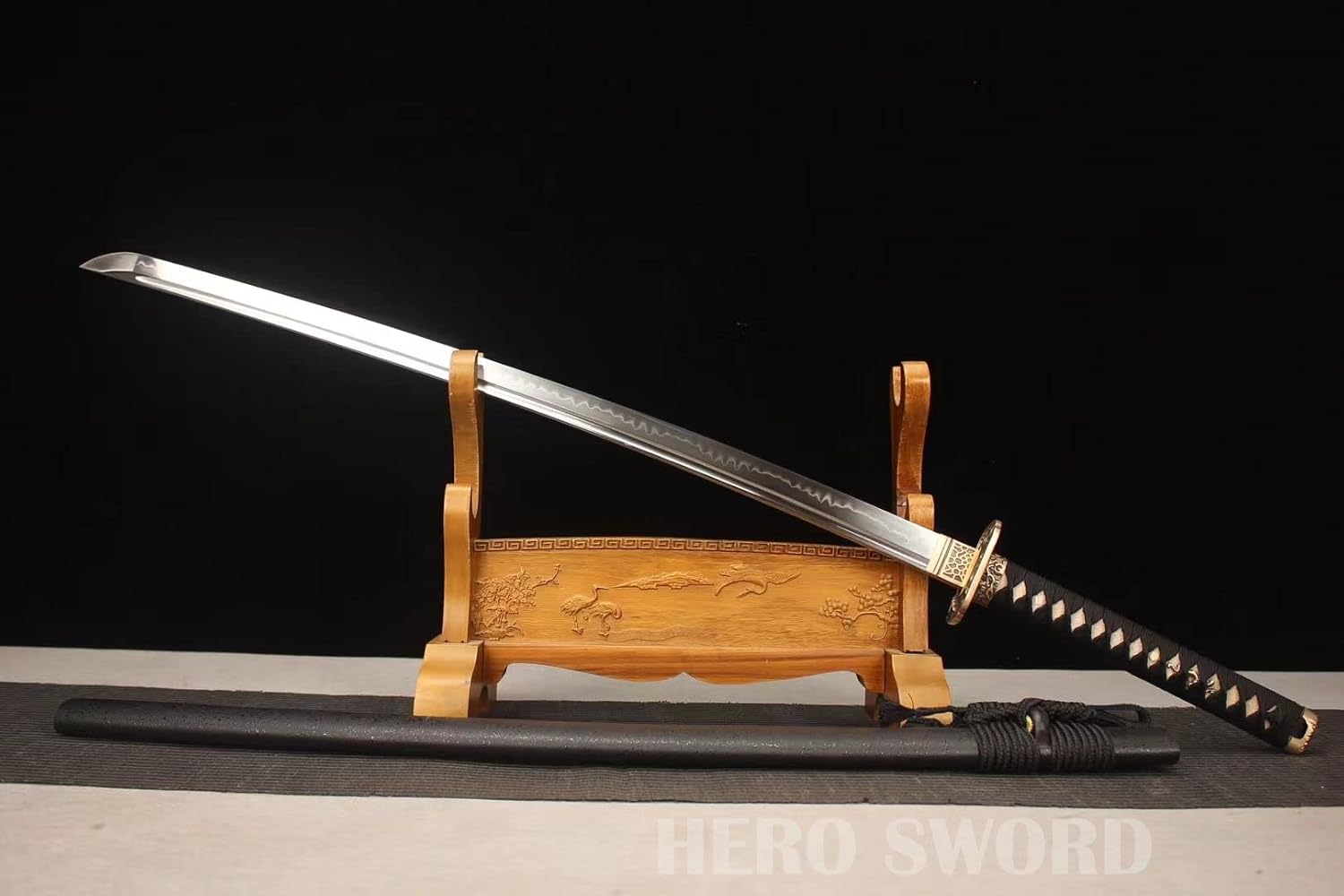 HERO SWORD-Handmade Clay Tempered T10 Steel Katana Conquer Demon Japanese Samurai Sword Real Hamon Full Tang Razor Sharp Blade Copper Tsuba