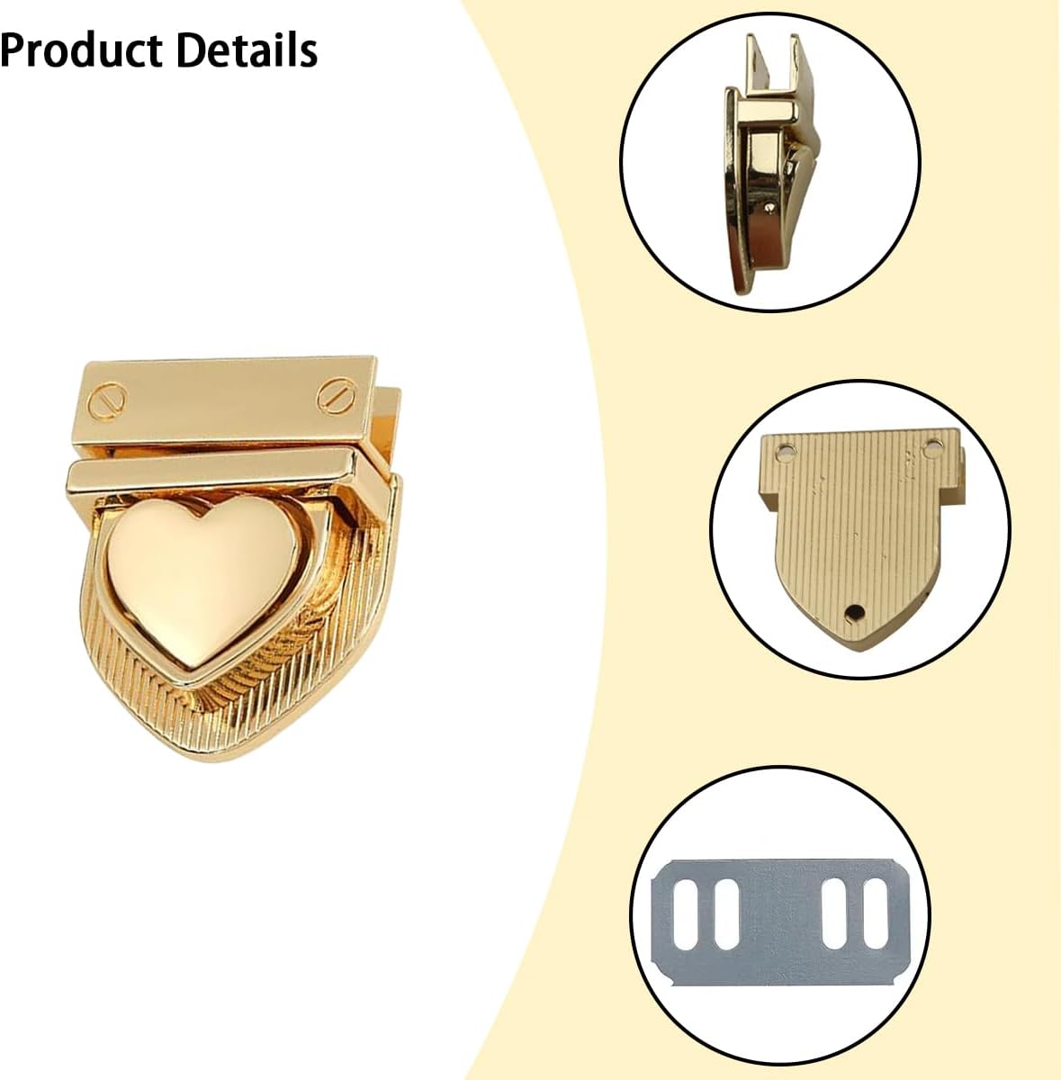 5 PCS Heart Tuck Lock Clasp Heart Shaped Purse Closure Catch Purse Thumb Lock Purse Buckle Fasteners Wallet Buckle Purse Tongue Lock Metal Clasp Locks for DIY Craft Wallet Bag Leather Handbags Making