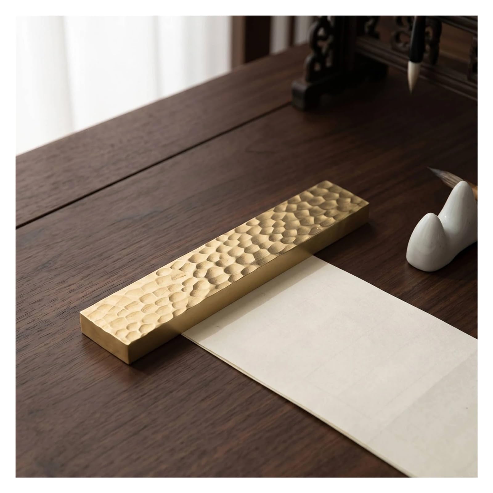 Peso for Calligrafia Lucido Con Righello Fermacarte In Ottone | Fermacarte for calligrafia Cancelleria brillante decorativa for calligrafi(Small - Single)