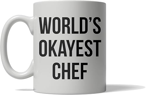 Crazy Dog T-Shirts World's Okayest Chef - Taza de café divertida para beber, 11 onzas