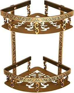 Pot and Pan Organizer Nail Free Bathroom Shelves 2 Layer Antique Metal Shower Corner Shelf Wall Mount Shampoo Storage Shelf