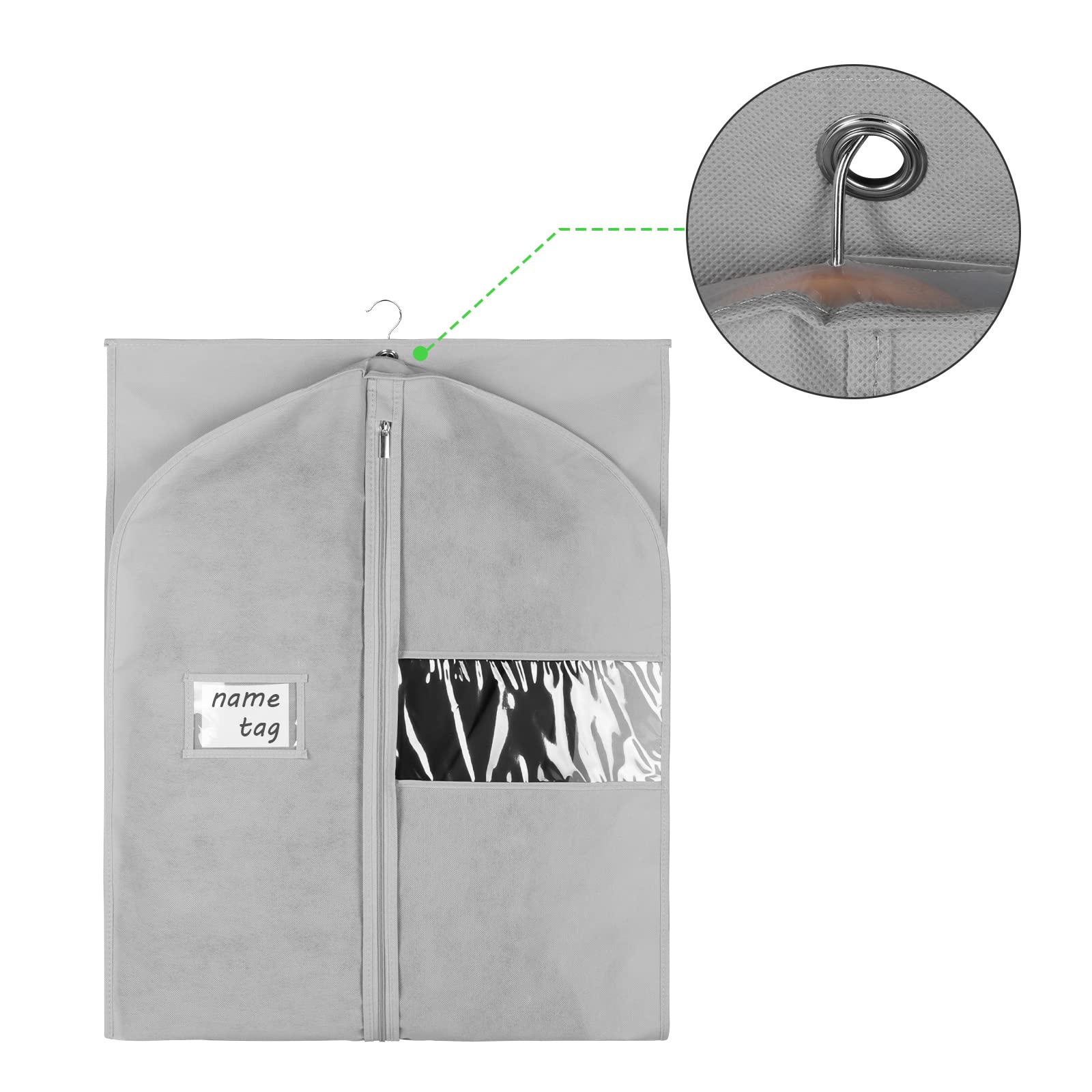 KEEGH Bolsas para colgar ropa de 60 pulgadas (juego de 6) bolsas de vestir para almacenamiento de trajes para armario con cremallera y agujero para los ojos para plegar para abrigos de traje,
