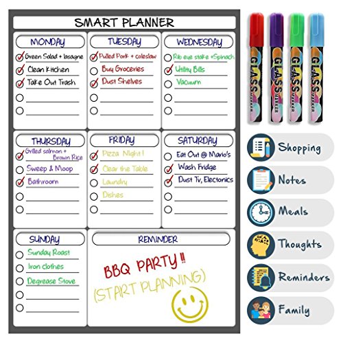 Perfect Placed Magnetisches Whiteboard - Memo-Board u0096 Kühlschrank-Kalender Wöchentliche Planung, Einkaufsliste für Kinder & Erwachsene