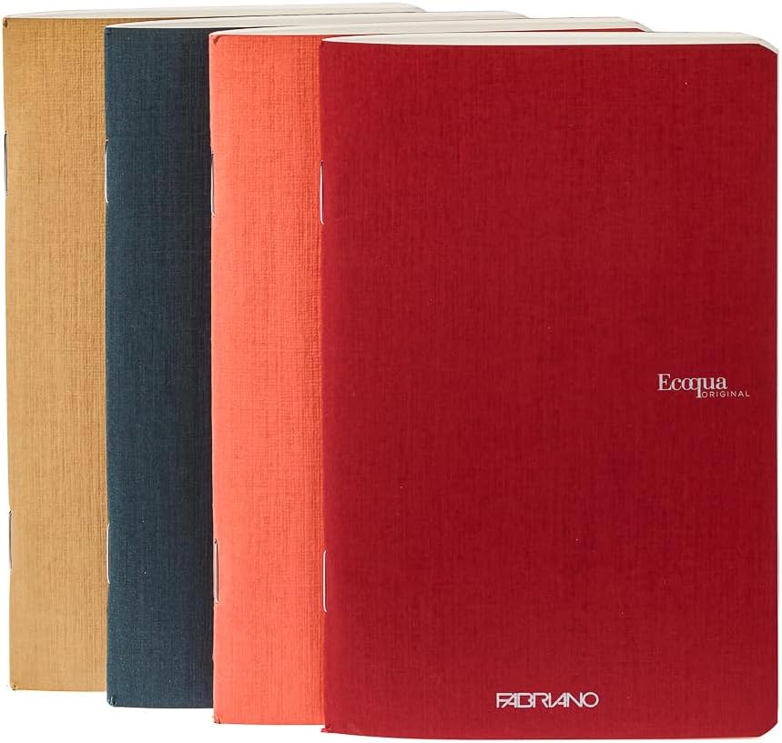 Fabriano Ecoqua Original Pocket Notebook Sets, 4-Notebook Set, Staple-Bound, 3.5 in x 5.5 in, 38 Shts./Bk., 85gsm, Fall Colors, Blank