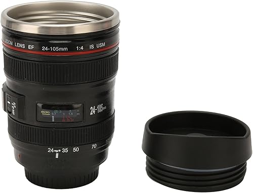 Miniatura 8 de Taza de café con lente de cámara, taza de café de acero inoxidable para fotógrafo, taza de café de viaje con tapa, forro interior de acero