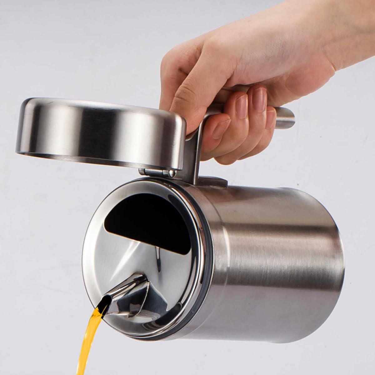 jojofuny Distributore di Aceto in Acciaio Inox 304 da 550 Ml, Contenitore Olio Cucina Antigoccia Manico, Bottiglia Multifunzione per Salsa di Soia, Salse e Condimenti, Accessorio
