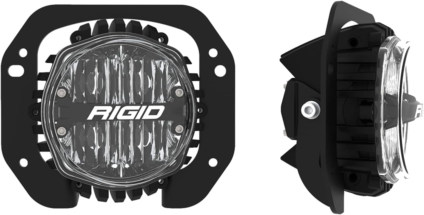 Rigid Industries 37107 2018-2020 Jeep Rubicon JL and Gladiator Jt 1 Pc Plastic Bumper Fog Mount Kit Includes 1 Pair 360-Series 4 Inch SAE Selective Yellow