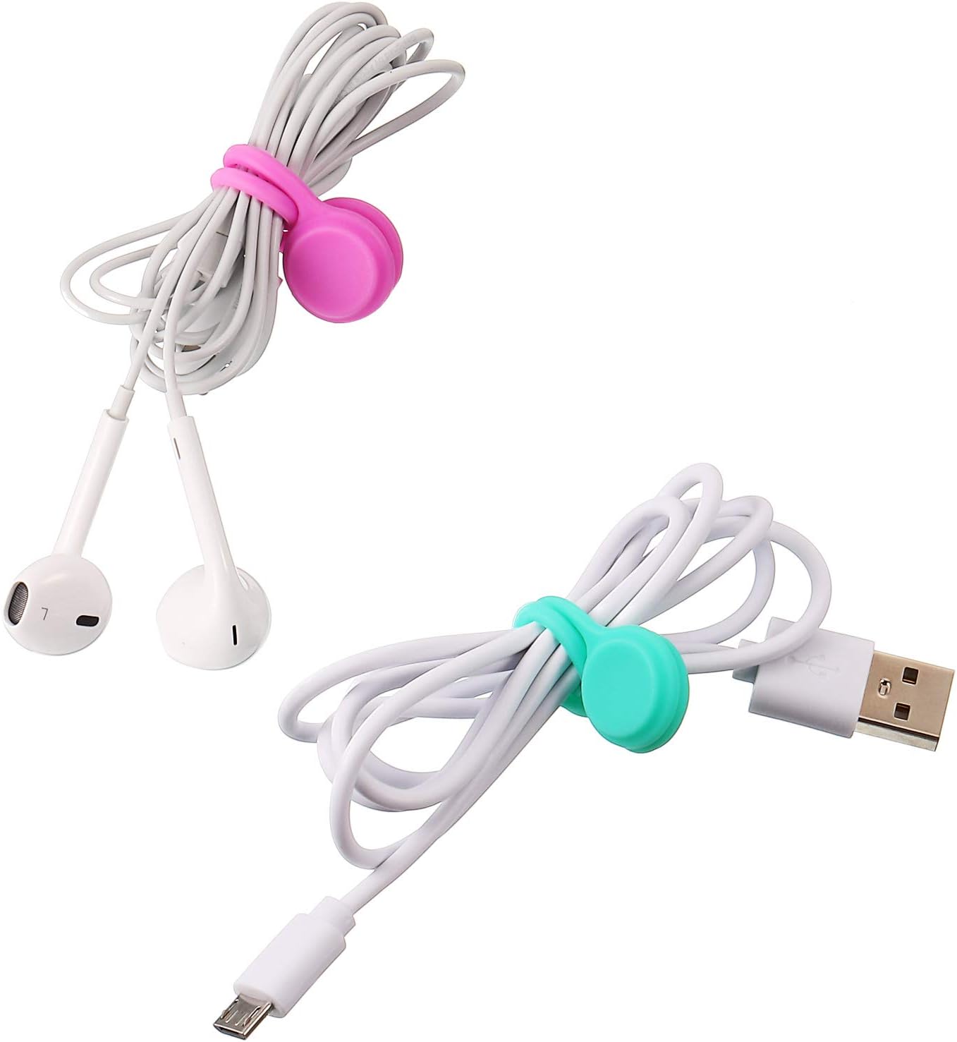 Blulu 27 Pieces Magnetic Cable Clips Cable Straps Reusable Twist Ties with Magnet for Bundling and Organizing Cables Earphone Wrap Cord for Headphones/ Date USB Cable, Bookmarks, Keychains Management