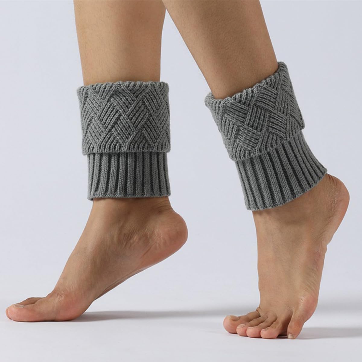 NOLITOY 4pares Leggings Cálidos Tejidos para Mujer Calentadores de Piernas Cortos Invierno Calentador de Piernas Calcetines para Botas