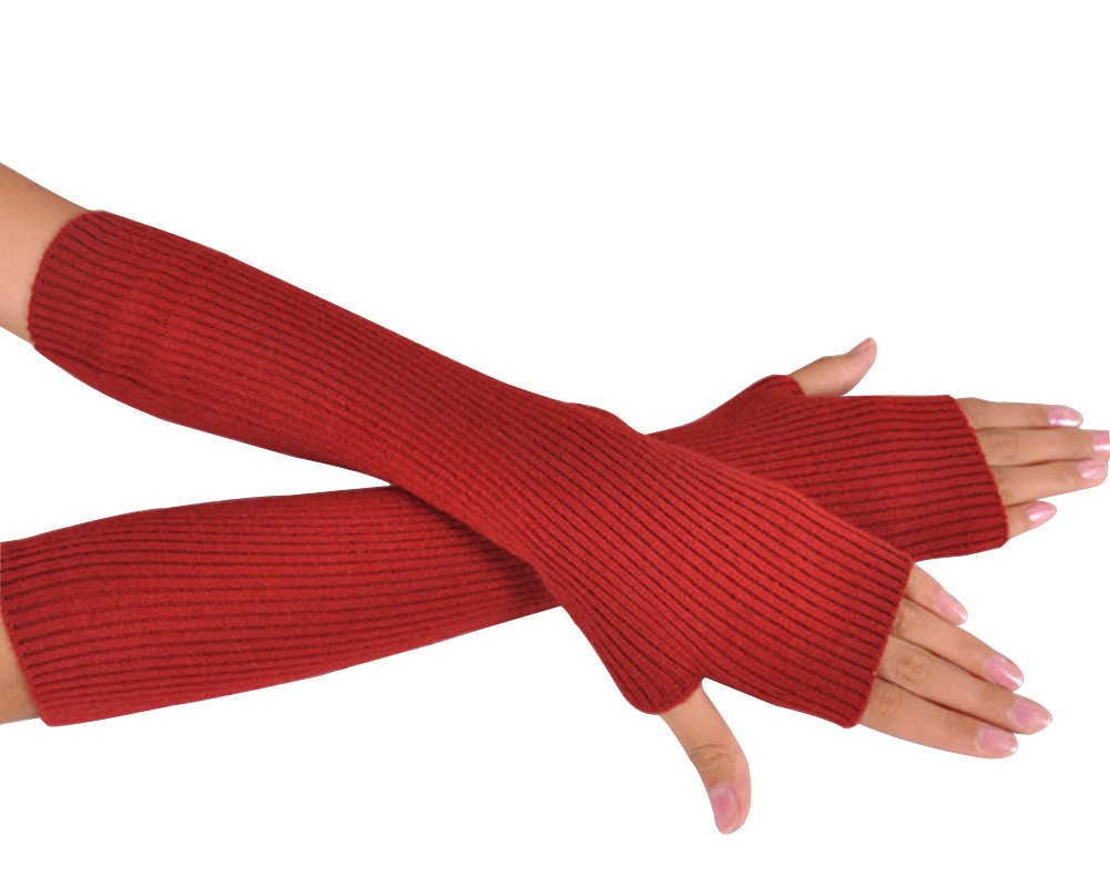 Novawo Wool Blend Warm Arm Warmers Long Fingerless Gloves for Women