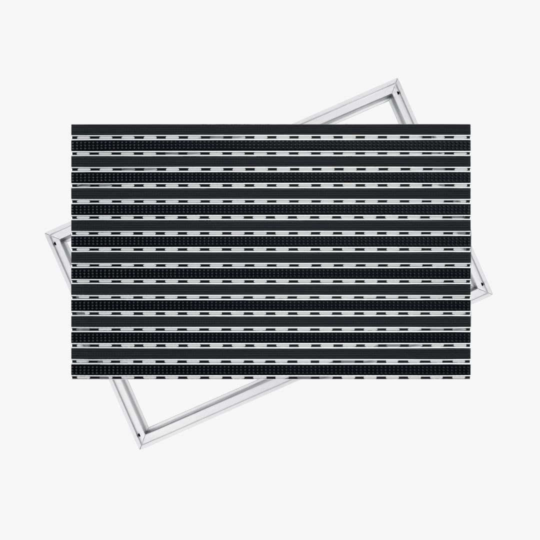 Aluminium-Fußmatte 12 mm Bürste/Gummi 100x60 cm, Schwarz
