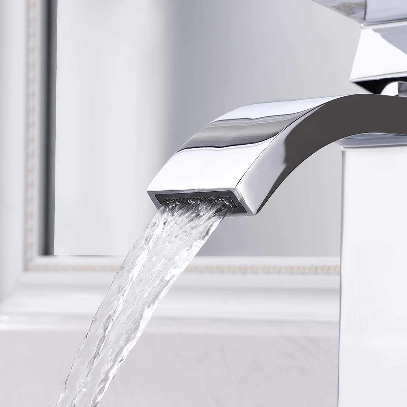Best Cyber Deals 🔥 KES Bathroom Waterfall Faucet Single Handle One Hole Vanity Sink Faucet cUPC NSF Certified Brass Polished Chrome, L3109ALF-CH